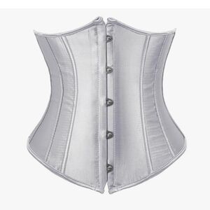 Classic Silver Satin Waist Cincher Corset Top